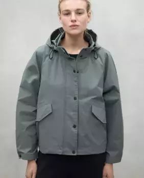 Женская куртка с капюшоном и комбинированной застежкой на кнопки и молнию Ecoalf, темно-серый