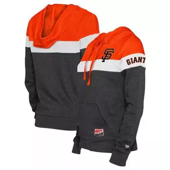 Женская куртка с капюшоном New Era Heather Black San Francisco Giants с цветными блоками и молнией во всю длину New Era