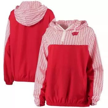 Женская куртка с капюшоном ZooZatz Red Wisconsin Badgers Chevron Swishy с молнией четверть четверти