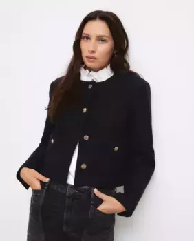 Женская куртка с круглым вырезом из 100% шерсти Tintoretto, цвет 430 Azul Oscuro