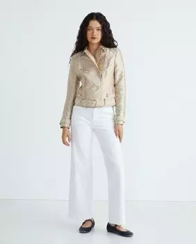 Женская куртка с логотипом и серебряными деталями Guess, бежевый
