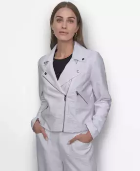 Женская куртка с молнией и фактурой "кринкл" DKNY, белый