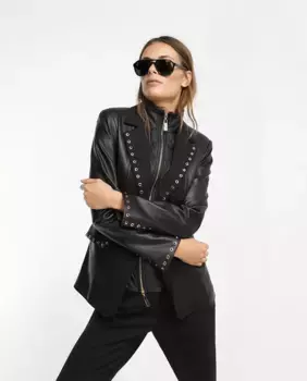 Женская куртка с накладным жилетом и деталью с люверсами Lola Casademunt, черный