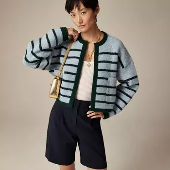 Женская куртка с накладными карманами из двухсторонней шерстяной смеси J.Crew, зеленый