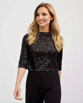 Женская куртка с пайетками и рукавами миди Veneno en la piel, черный