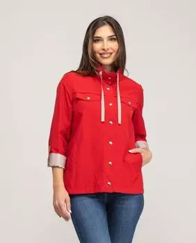 Женская куртка с полосатым воротником и полосатой подкладкой Fsh, красный