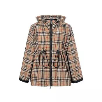 Женская куртка с традиционным клетчатым принтом бежевого цвета Burberry