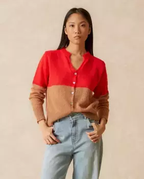 Женская куртка с V-образным вырезом и длинными рукавами Indi & Cold, коралловый