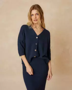 Женская куртка с V-образным вырезом и короткими рукавами Indi & Cold, темно-синий