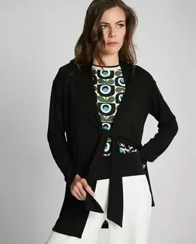 Женская куртка с воротником с лацканами и завязкой на завязке Trucco, черный