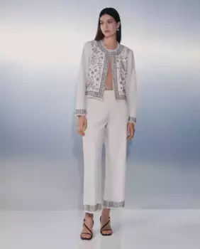 Женская куртка с вышивкой и пайетками Tintoretto, кремово-белый