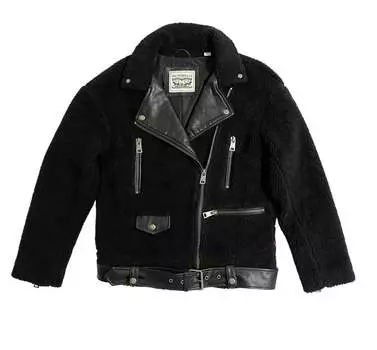Женская куртка Sherpa Oversize с поясом для мотоцикла черного цвета Levi's