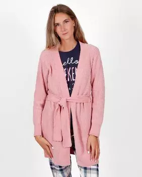 Женская куртка синельной вязки с поясом Admas, розовый