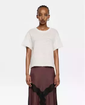 Женская льняная футболка свободного кроя Bimba y Lola, цвет Crudo