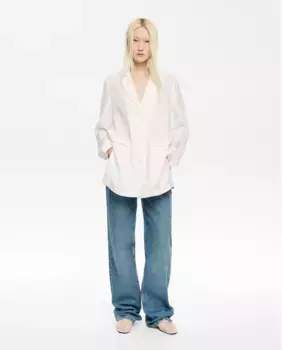 Женская льняная куртка с вышивкой Bimba y Lola, цвет Crudo