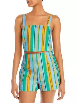 Женская льняная полосатая майка STAUD, цвет ibiza stripe