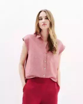 Женская льняная рубашка без рукавов Caroll, красный