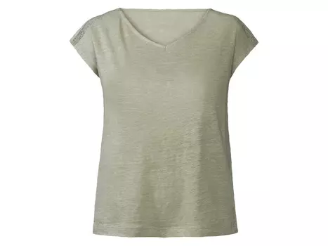 Женская льняная рубашка esmara с V-образным вырезом, светло-зеленый