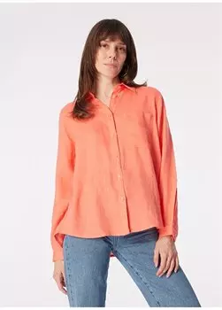 Женская льняная рубашка Mercan широкого кроя 5BMLLQ06S Sisley, коралловый