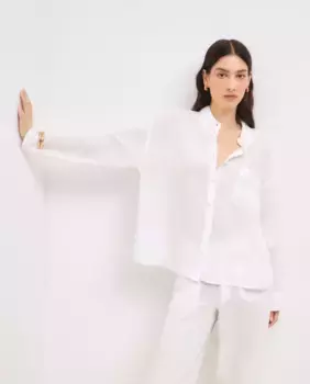 Женская льняная рубашка с длинными рукавами Tintoretto, цвет Blanco roto