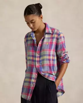 Женская льняная рубашка с длинными рукавами Polo Ralph Lauren, мультиколор