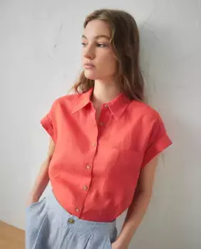 Женская льняная рубашка с коротким рукавом Lloyd's, коралловый