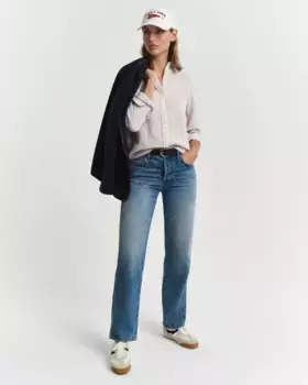 Женская льняная рубашка с полосатым узором Gant, бежевый