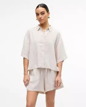 Женская льняная рубашка с рукавом 2/4 Vero Moda, белый