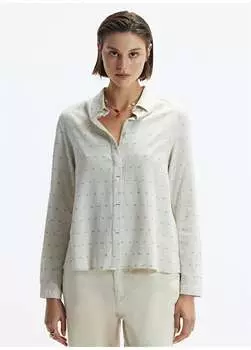 Женская льняная рубашка Ten с геометрическим рисунком 24YKGM6015X Yargc