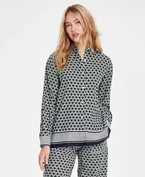 Женская льняная туника на пуговицах с принтом Nautica Jeans, зеленый