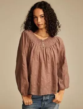 Женская легкая блузка со сборками Lucky Brand, цвет dark natural