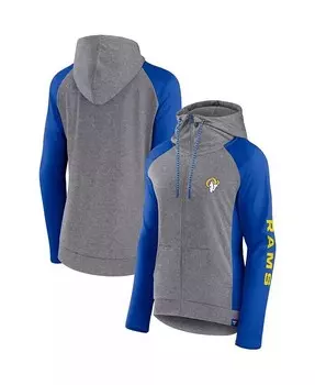 Женская легкая худи с молнией во всю длину, Heather Grey, College Royal Los Angeles Rams Blind Side Fanatics, серый