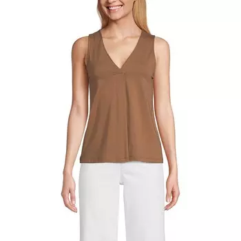 Женская легкая майка со складками из джерси Lands End Lands' End, цвет Warm Tawny Brown