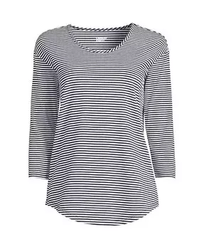 Женская легкая туника из джерси с рукавом 3/4 Lands' End, синий