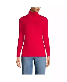 Женская легкая водолазка из джерси с длинными рукавами Lands' End, красный