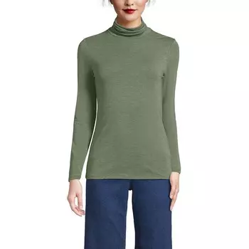 Женская легкая водолазка приталенного кроя Lands End Lands' End, цвет Estate Green Heather