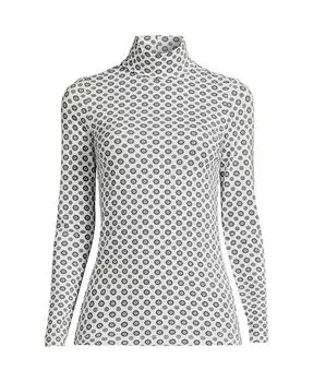 Женская легкая водолазка с длинными рукавами для миниатюрных размеров Lands' End, цвет Ivory encircle geo