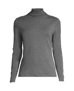 Женская легкая водолазка с длинными рукавами для миниатюрных размеров Lands' End, цвет Charcoal heather