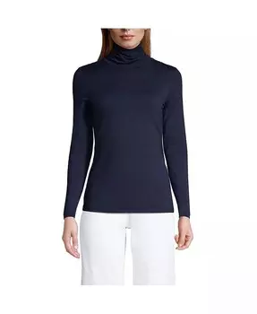 Женская легкая водолазка с длинными рукавами для миниатюрных размеров Lands' End, синий