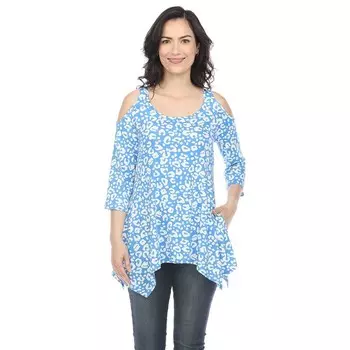 Женская леопардовая туника с открытыми плечами WM Fashion, цвет Blue Leopard
