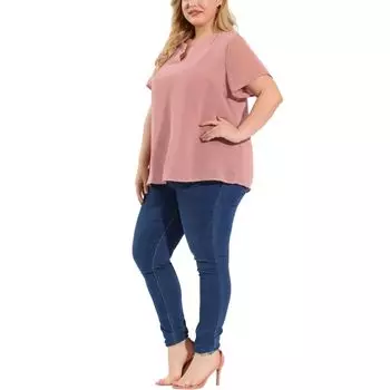 Женская летняя короткая однотонная блузка больших размеров в горошек Agnes Orinda, бежевый