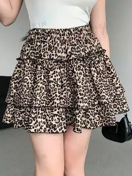 Женская летняя модная юбка с леопардовым принтом Dazy, коричневый