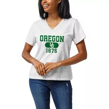 Женская лига, студенческая одежда, футболка White Oregon Ducks Intramural Boyfriend Tri-Blend с v-образным вырезом