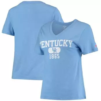 Женская лига, студенческая одежда, светло-голубая футболка Kentucky Wildcats с рисунком бойфренда, трехслойная футболка с v-образным вырезом