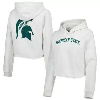 Женская лига студенческой одежды Ash Michigan State Spartans 2-Hit 1636 Укороченный пуловер с капюшоном
