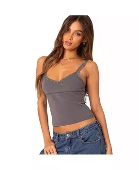 Женская майка Amilia с кружевной отделкой Edikted, серый