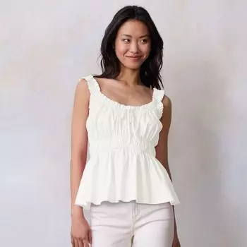 Женская майка-бэбидолл со сборками Lc Lauren Conrad, цвет white knight