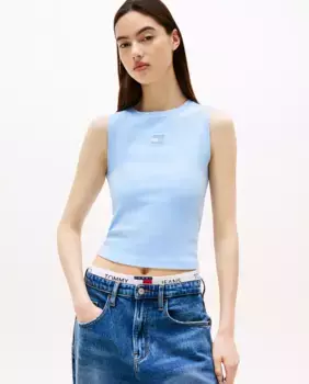Женская майка без рукав с логотипом в тон Tommy Jeans, светло-голубой