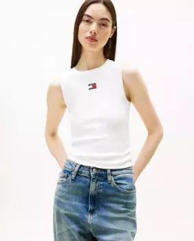 Женская майка без рукав с логотипом в тон Tommy Jeans, цвет Crudo