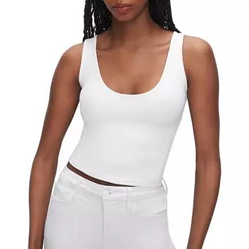 Женская майка без рукавов с круглым вырезом GOOD AMERICAN, белый